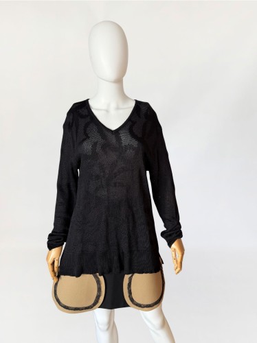 Marc Cain czarny ażurowy sweter casual (4).jpg