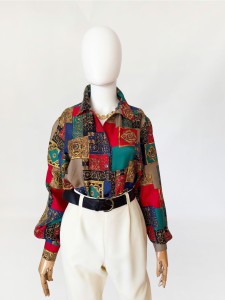 Jedwabna wzorzysta koszula vintage