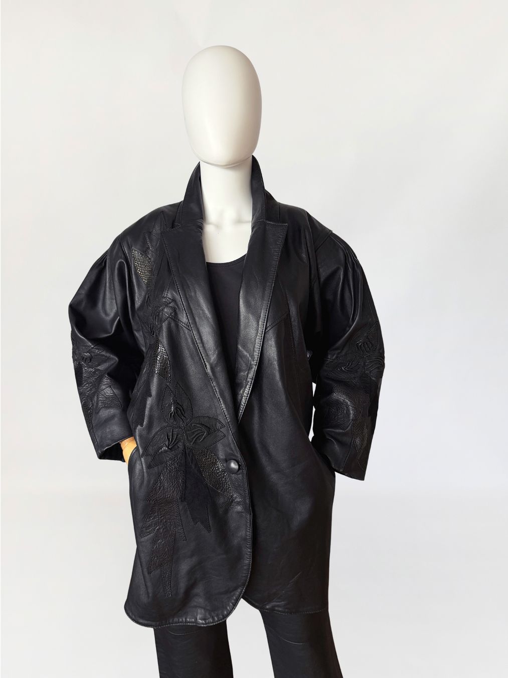 Skórzana zdobiona kurtka vintage 1980s