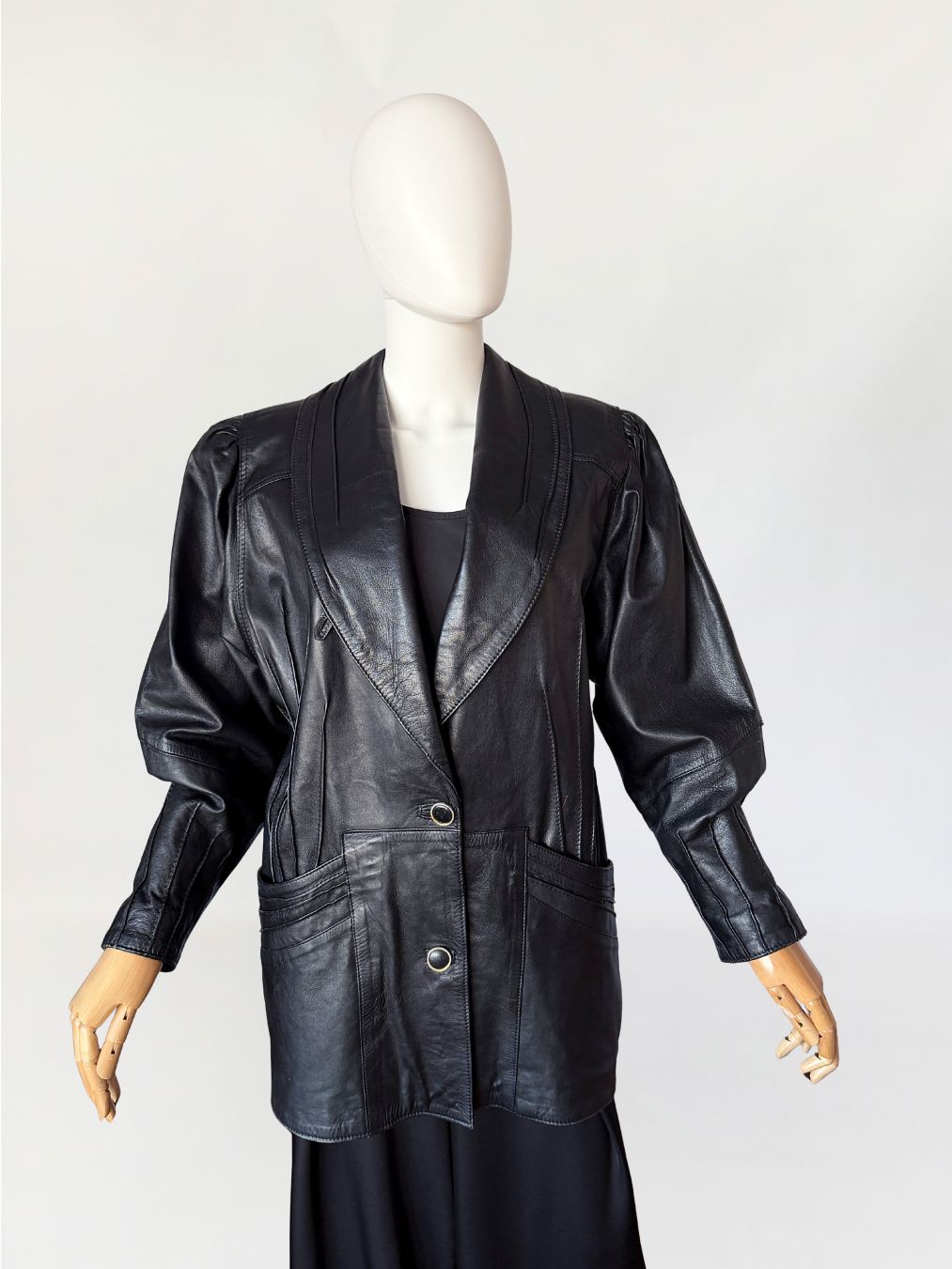 Oversize'owa skórzana kurtka vintage 1980s