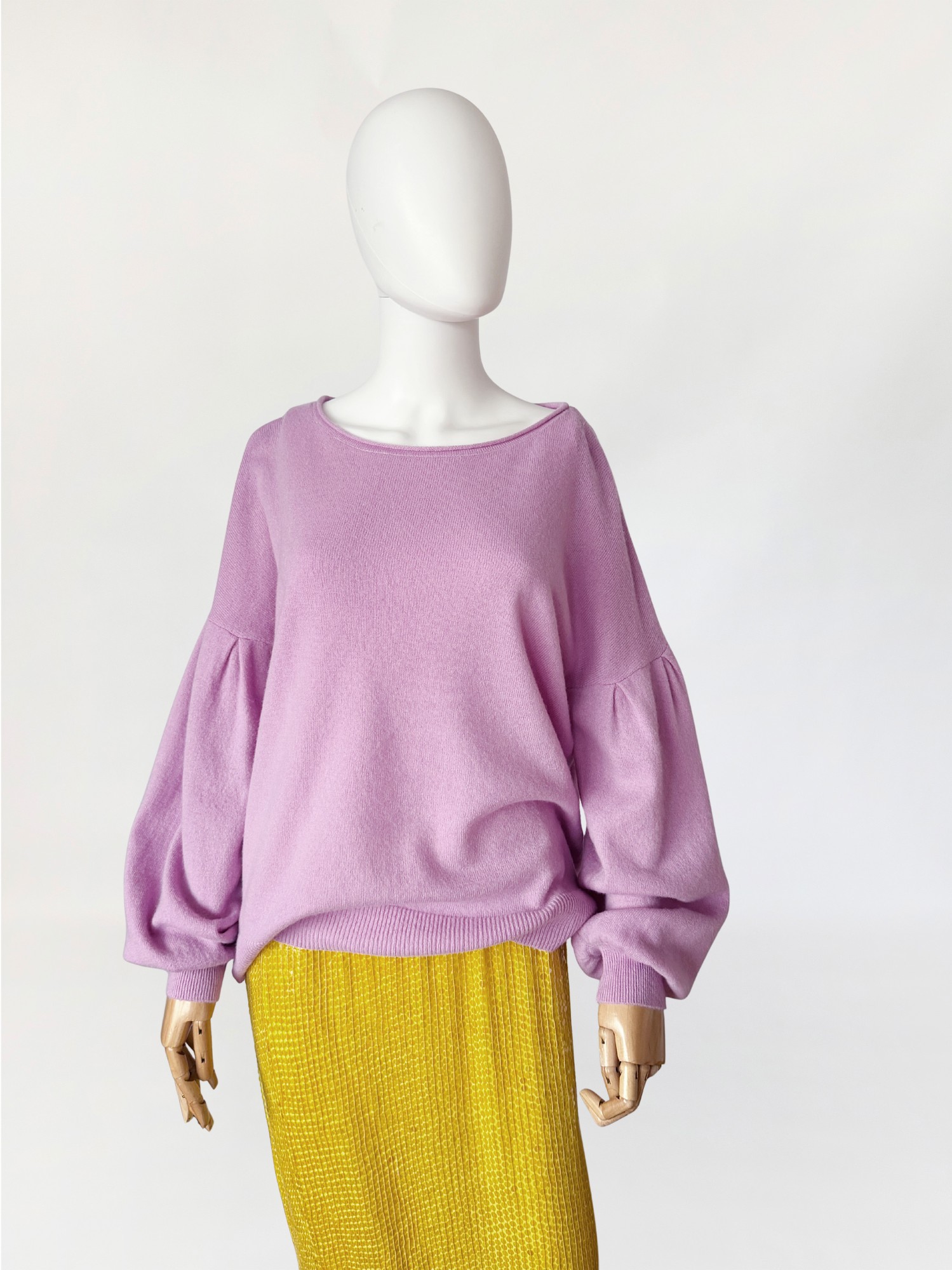 Sweter 100% kaszmir z bufiastymi rękawami