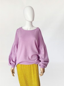 Sweter 100% kaszmir z bufiastymi rękawami