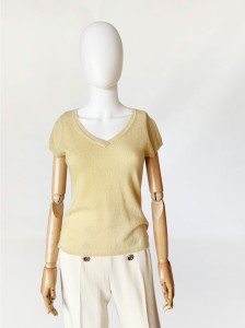 Masełkowy sweter z krótkimi rękawami 100% kaszmir