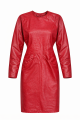 Skórzana czerwona sukienka vintage 1980s w dyskretny tłoczony wzór