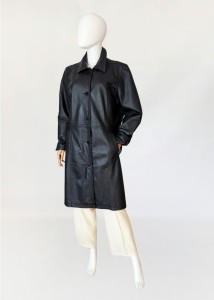 Jednorzędowy skórzany płaszcz vintage