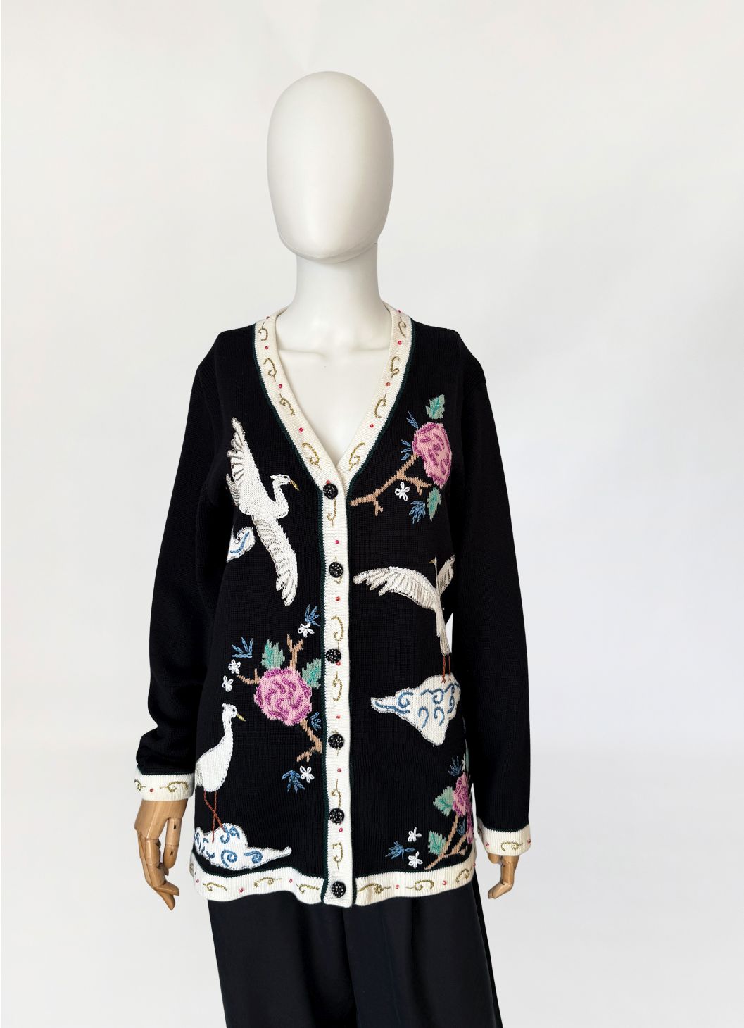 Storybook Knits haftowany sweter vintage 1990s