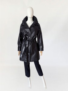 Skórzany jednorzędowy płaszcz vintage