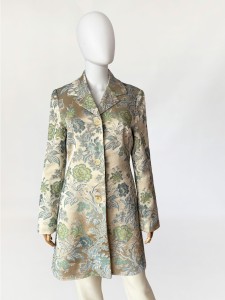 Żakardowy płaszcz vintage jedwabny