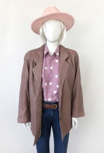 Pudrowa skórzana kurtka vintage