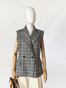 Wełniana kamizelka w kratę vintage