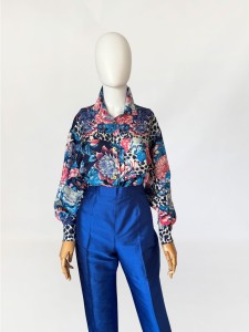 Genny jedwabna koszula vintage we wzory