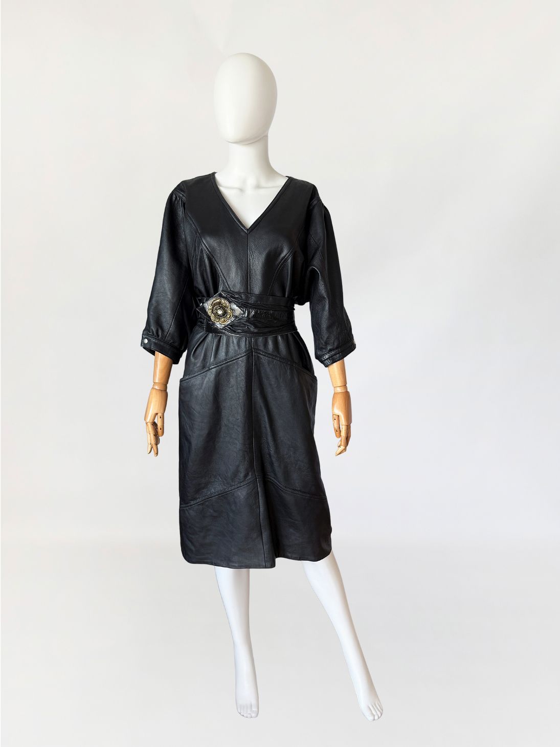 Skórzana sukienka vintage 1980s