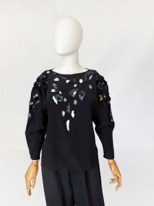 Dino Valiano jedwabna zdobiona bluzka vintage