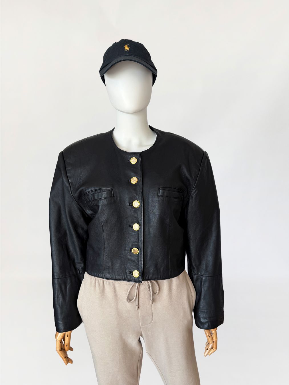 Pudełkowa skórzana kurtka vintage 1980s