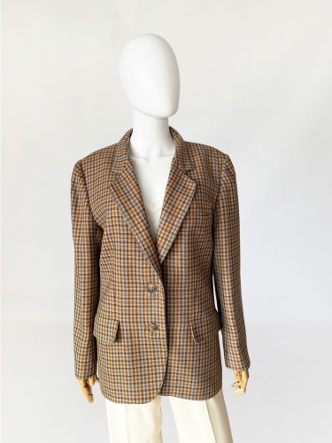 Luisa Spagnoli wełniana marynarka w kratę vintage 1980s