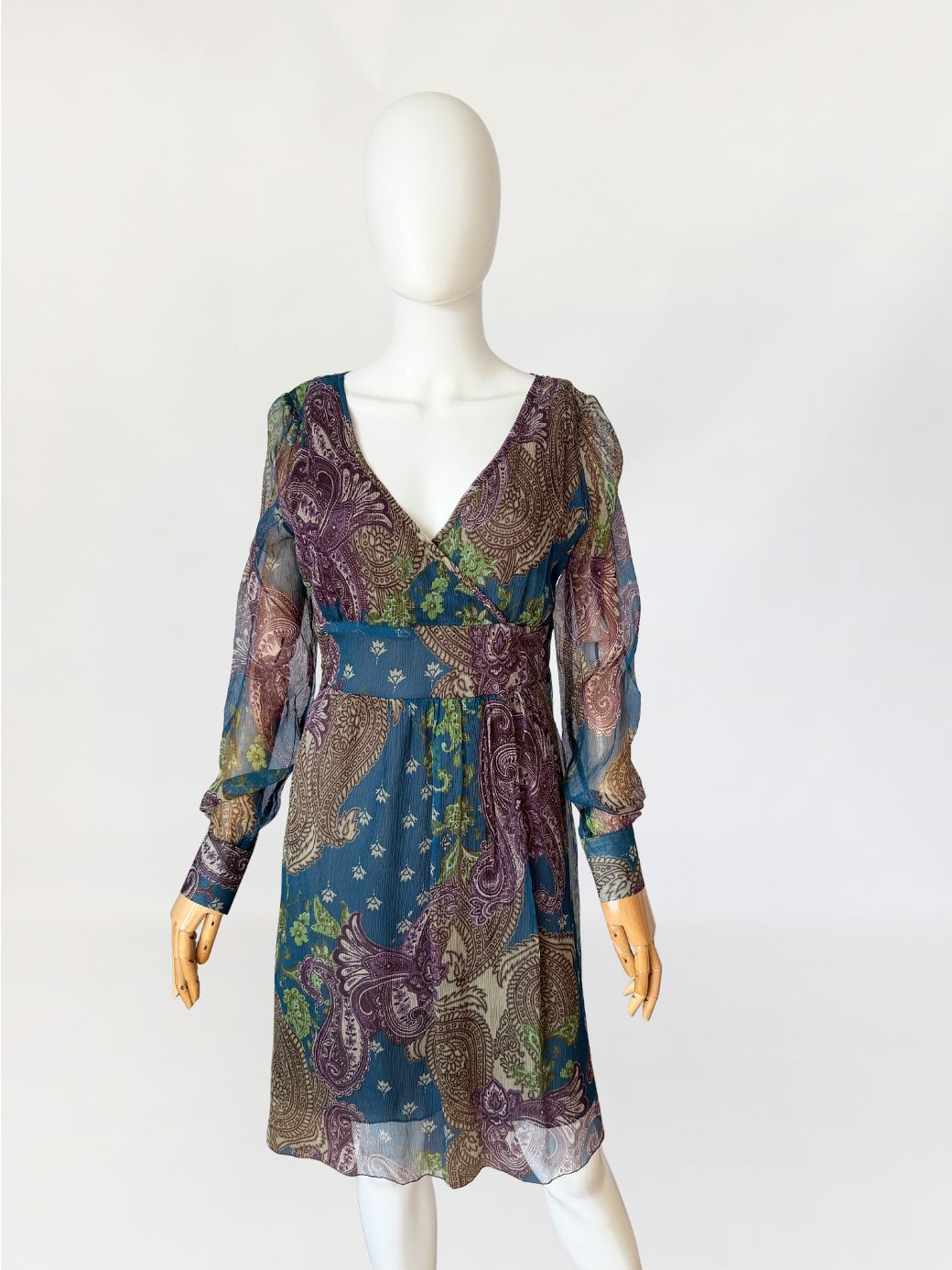 Włoska jedwabna sukienka boho vintage