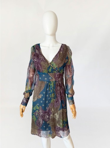 Włoska jedwabna sukienka boho vintage