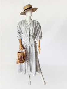 Sznurowana sukienka w kratę vintage 1980s