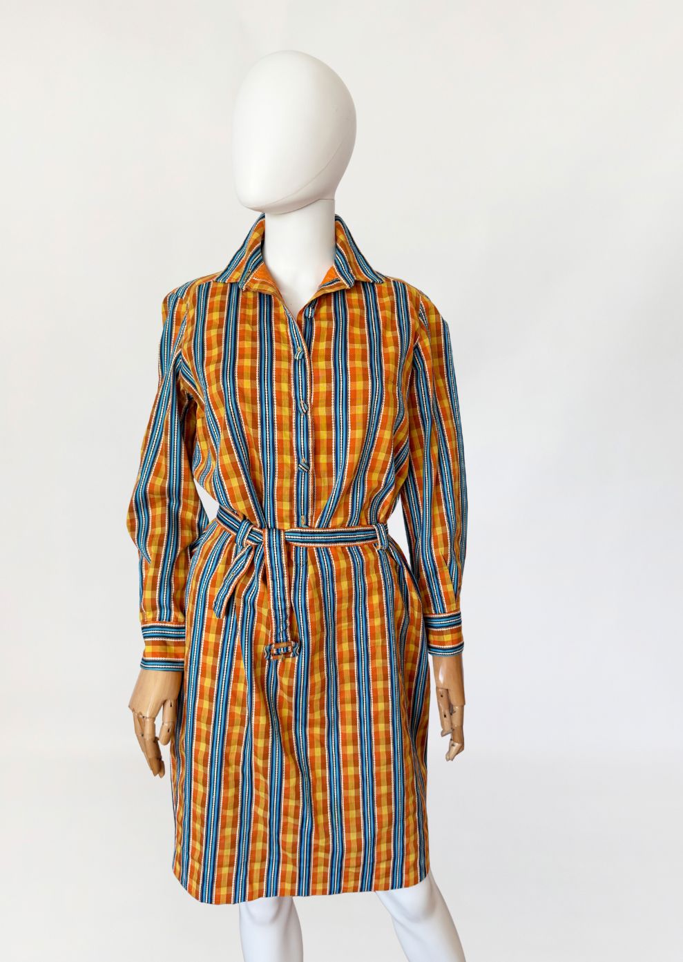 Sukienka vintage 1970s w kolorowe pasy