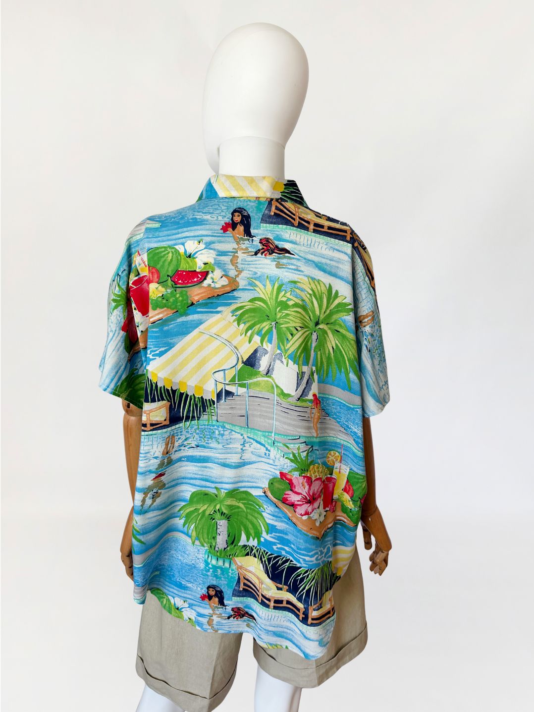 Koszula vintage 1990s w tropikalny print resortowy