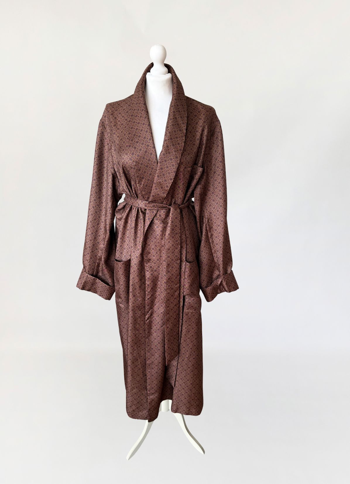 Długi jedwabny szlafrok vintage unisex