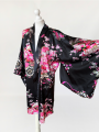 Krótkie jedwabne kimono w kwiatowe wzory
