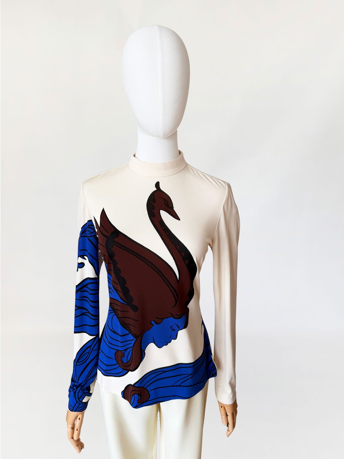 Tory Burch bluzka Art Nouveau Swans Resort 2022 