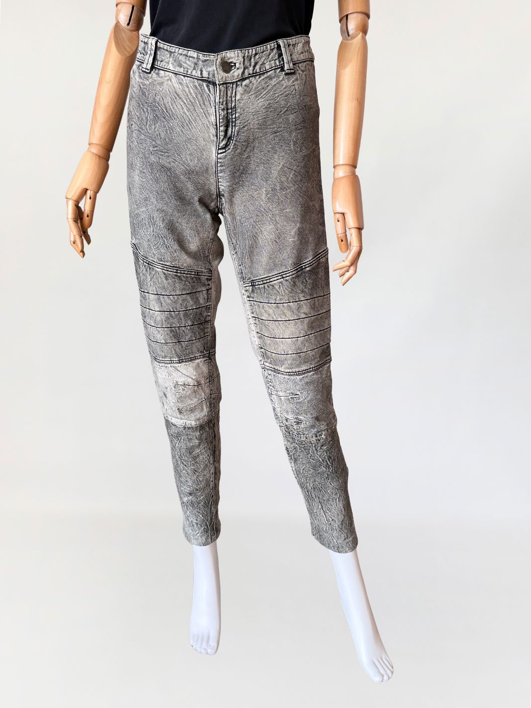 Skórzane spodnie vintage biker distressed leather