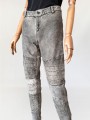 Skórzane spodnie vintage biker distressed leather