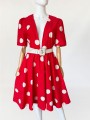 Fink rozkloszowana sukienka w grochy vintage