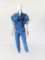 Długi jeansowy kombinezon vintage 1980s acid wash