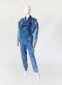 Długi jeansowy kombinezon vintage 1980s acid wash