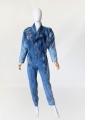 Długi jeansowy kombinezon vintage 1980s acid wash