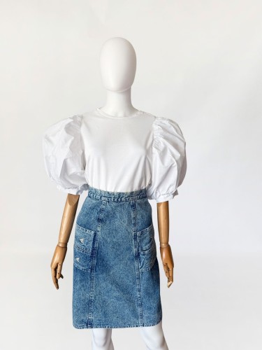 Jeansowa spódnica vintage 1980s hafty