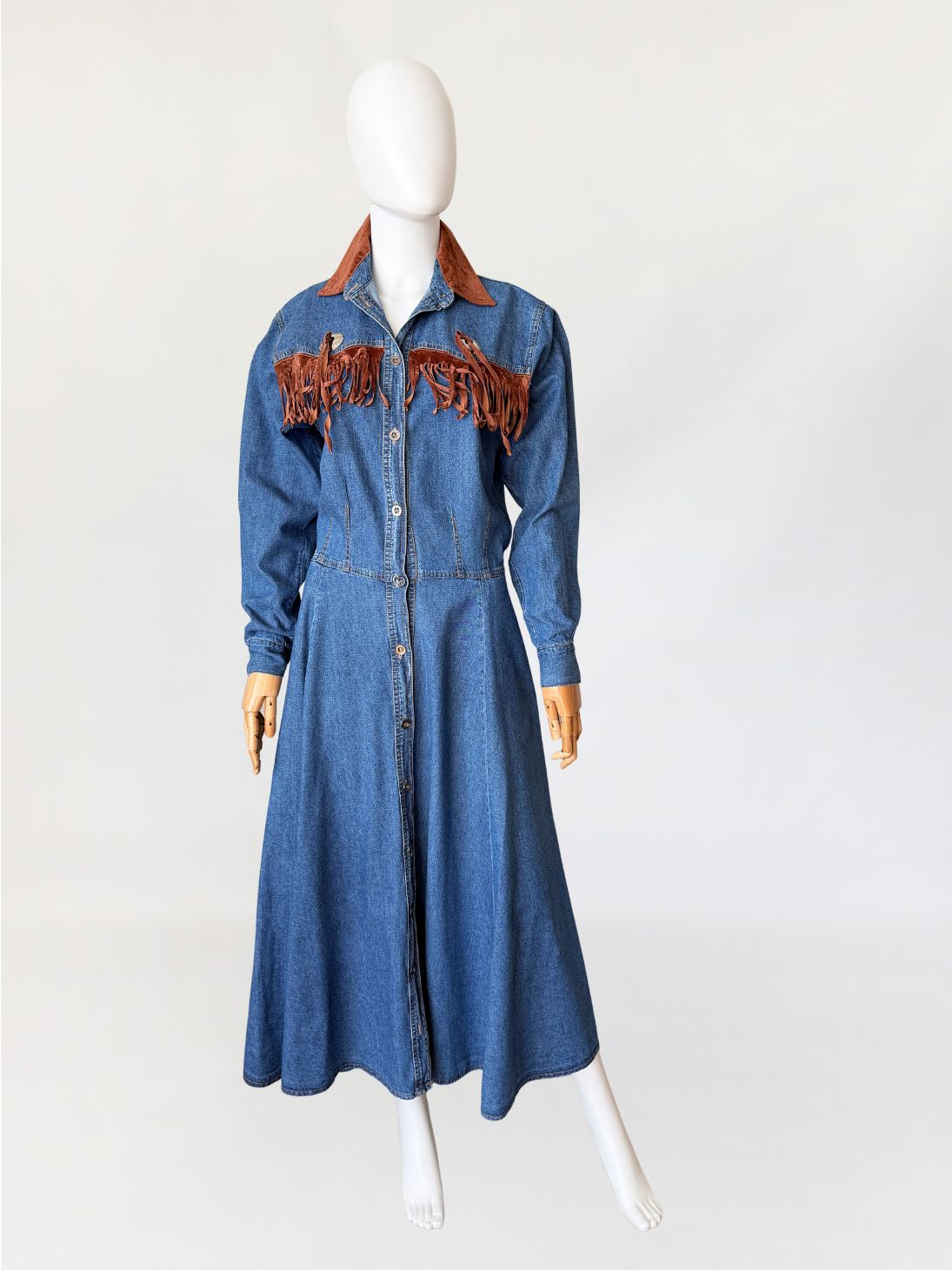  Jeansowa maxi sukienka vintage western