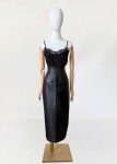 Skórzana maxi spódnica vintage z wysokim stanem