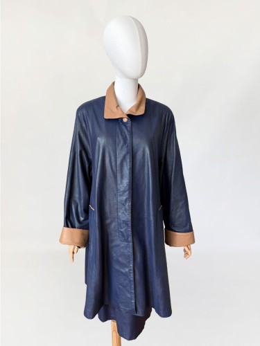 Skórzany płaszcz vintage a-line