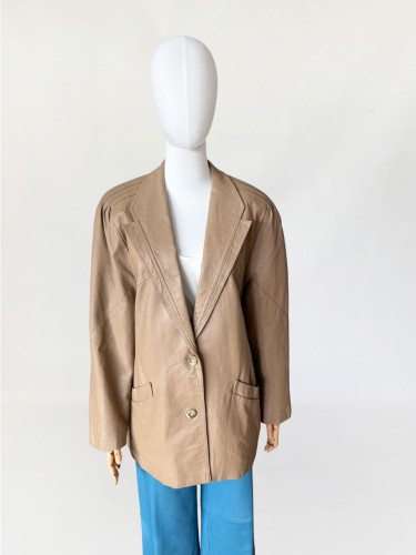 Skórzana kurtka taupe vintage 1980s/1990s