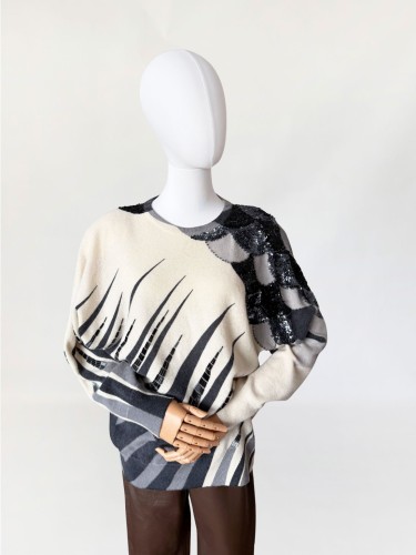 Włoski zdobiony sweter vintage 1980s