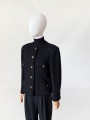 Marynarka vintage z wełny boucle z dekoracyjnymi guzikami