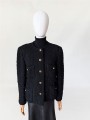 Marynarka vintage z wełny boucle z dekoracyjnymi guzikami
