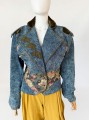 Jeansowa kurtka vintage 1990s z gobelinowymi wstawkami