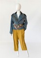 Jeansowa kurtka vintage 1990s z gobelinowymi wstawkami