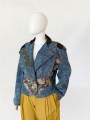 Jeansowa kurtka vintage 1990s z gobelinowymi wstawkami
