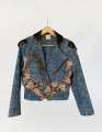Jeansowa kurtka vintage 1990s z gobelinowymi wstawkami