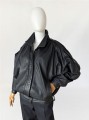 Skórzana kurtka vintage oversize z marszczonymi ramionami