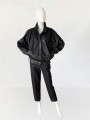 Skórzana kurtka vintage oversize z marszczonymi ramionami