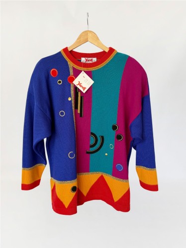 deadstock: Yarell długi kolorowy sweter vintage